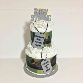 Green & Brown Army Camouflage Diaper Cake Centerpiece