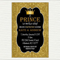 Black & Gold Prince Baby Shower Invitation