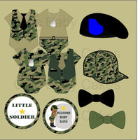 Green Army Camouflage Baby Shower Clipart Decorations