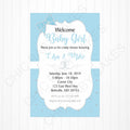 Blue & White Girl Baby Shower Invitation