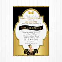 Black and Gold Little Prince Baby Shower Invitation
