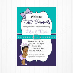 Teal & Purple Princess Baby Shower Invitation