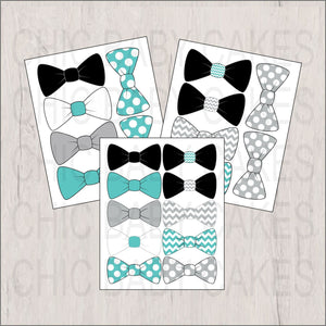 Bow Tie Clipart, Light Teal, Gray, Black, White