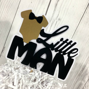 Black & Gold Little Man Cake Topper