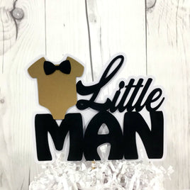 Black & Gold Little Man Cake Topper