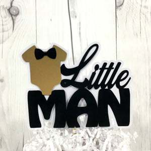 Black & Gold Little Man Cake Topper