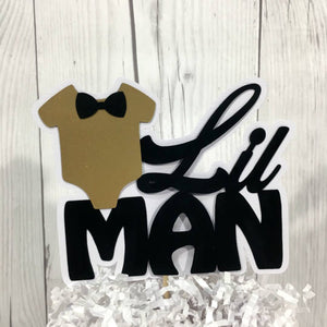 Black & Gold Lil Man Cake Topper