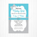 Blue & Silver Girl Baby Shower Invite