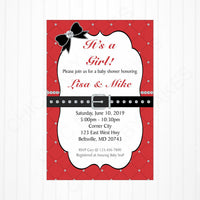 Red and Black Girl Baby Shower Invite
