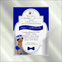 Royal Blue & Silver Prince Baby Shower Invite