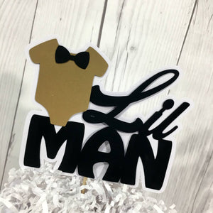 Black & Gold Little Man Cake Topper