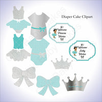 Teal, Silver Printable Little Princess Decorations Pack
