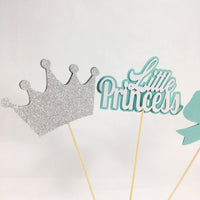 Teal, Silver Little Princess Centerpiece Toppers
