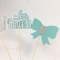 Teal, Silver Little Princess Centerpiece Toppers
