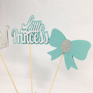 Teal, Silver Little Princess Centerpiece Toppers