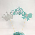 Teal, Silver Little Princess Centerpiece Toppers