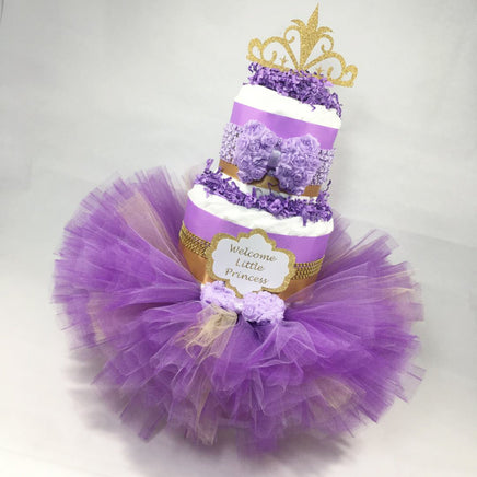 Lavender & Gold Princess Tutu Diaper Cake