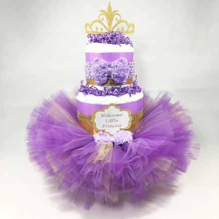 Purple and Gold Princess Tutu Diaper Cake