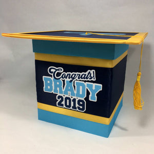 Navy, Light Blue, & Yellow Graduation Card Box