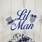 Navy and Gray Little Man Cake Topper