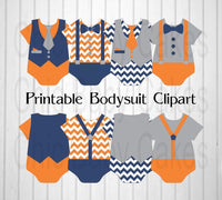 Orange, Navy, & Gray Bodysuit Clipart
