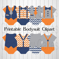 Orange, Navy, & Gray Bodysuit Clipart