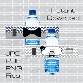 Navy & Gray Little Man Water Bottle Labels