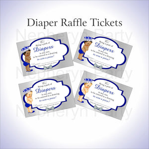 Royal Blue & Silver Prince Diaper Raffle Tickets