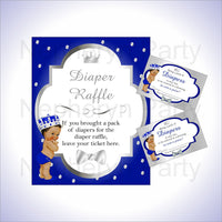 Royal Blue & Silver Prince Diaper Raffle Set, Brown
