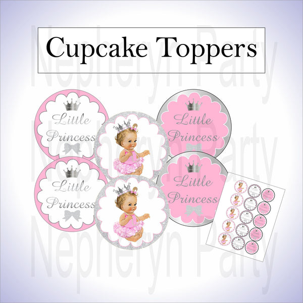 Pink & Silver Princess Cupcake Toppers, Blonde