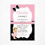 Printable Pink, Black, and Silver Baby Girl Birthday Party Invitation
