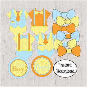 Orange, Yellow, & Blue It's a Boy Clipart Decorations