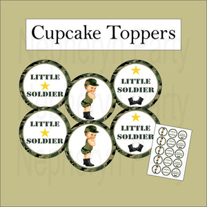 Army Camouflage Little Soldier Cupcake Toppers, Blonde