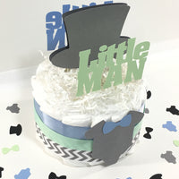 Little Man Diaper Cake Centerpiece - Blue & Mint
