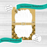 Design Templates for Baby Shower or Birthday, Gold
