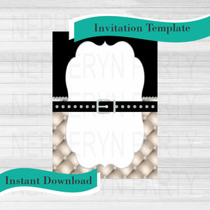 Tufted Belted DIY Invite Template, Beige