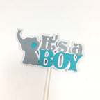 It's a Boy Elephant Centerpiece Sticks - Teal, Silver