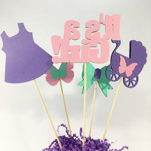 It's a Girl Centerpiece Sticks - Mint, Pink, Lavender