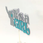 It's a Girl Elephant Centerpiece Sticks - Light Teal, Silver
