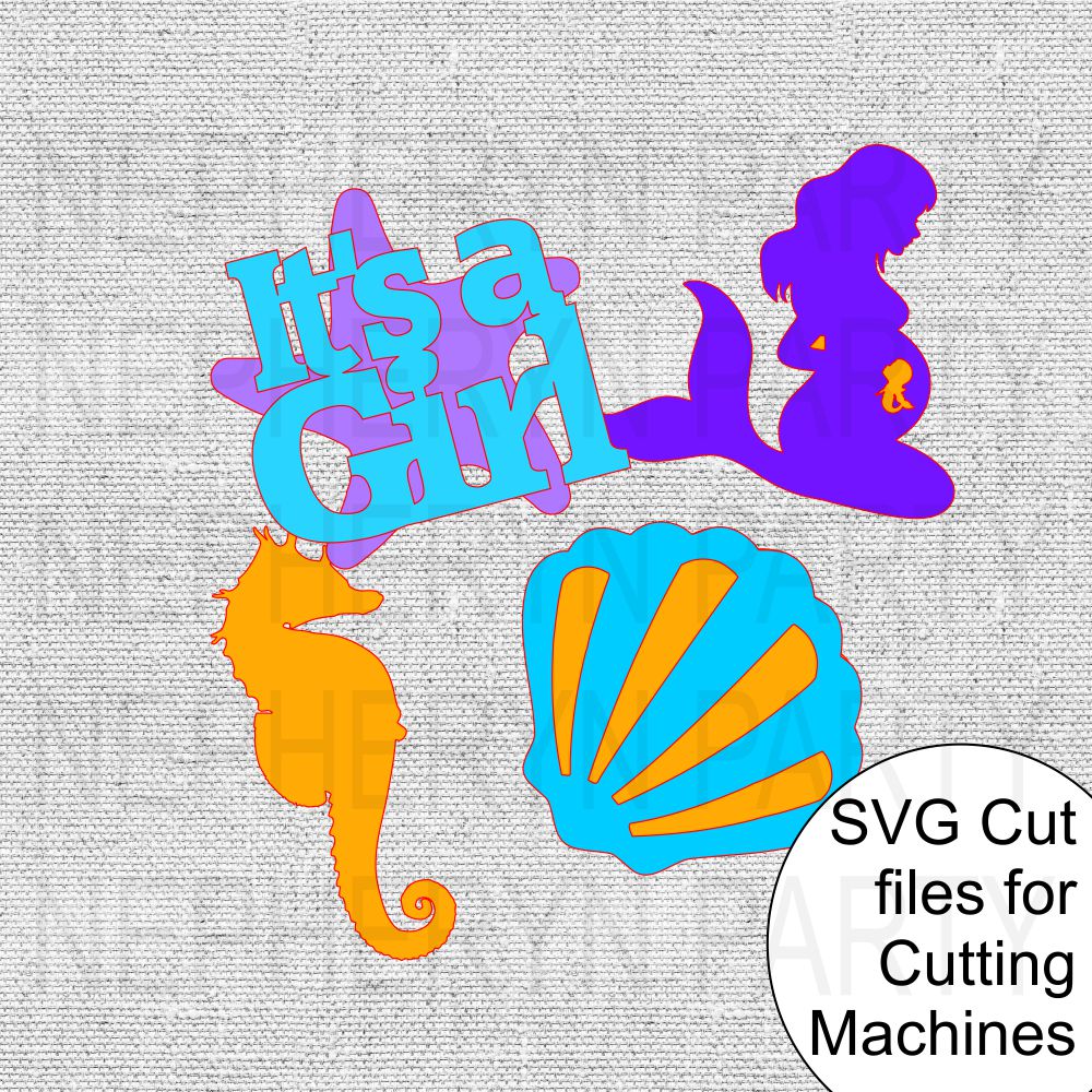 It's a Girl Mermaid Baby Shower SVG FIles