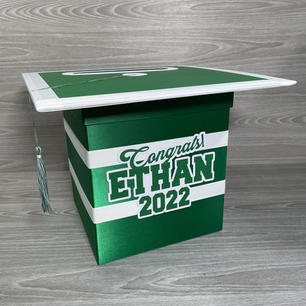 Kelly Green & White 8x8 Graduation Card Box