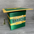 Graduation Cap Card Box - Kelly Green, Yellow Gold 8x8 Style 3