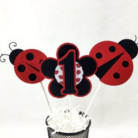 Ladybug Birthday Centerpiece Sticks
