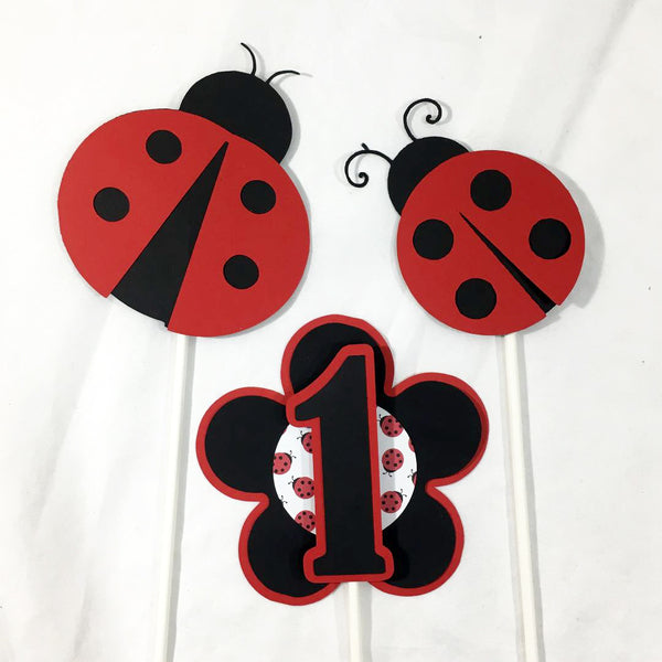 Ladybug Birthday Centerpiece Sticks