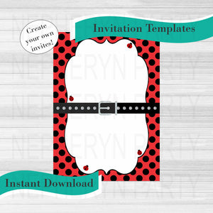 Blank DIY Ladybug Invite Template