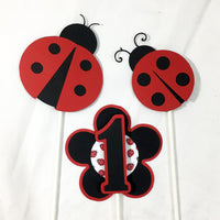 Ladybug 1st Birthday Centerpiece Sticks