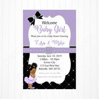Lavender and Black Girl Baby Shower Invitation
