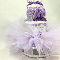 Purple & Silver Tutu Princess Diaper Cake Gift