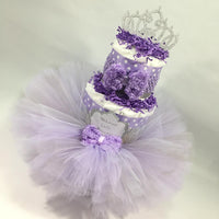 Lavender and Silver Little Princess Tutu Diaper Cake