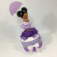 Lavender & Silver Girl Baby Shower Mini Diaper Cake Centerpiecer
